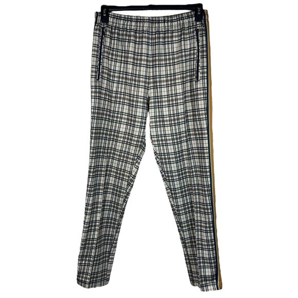 Urban Outfitters Medium Pants Plaid Pull-On Stretch Zip Pockets Hi-Rise Creased - Picture 1 of 9